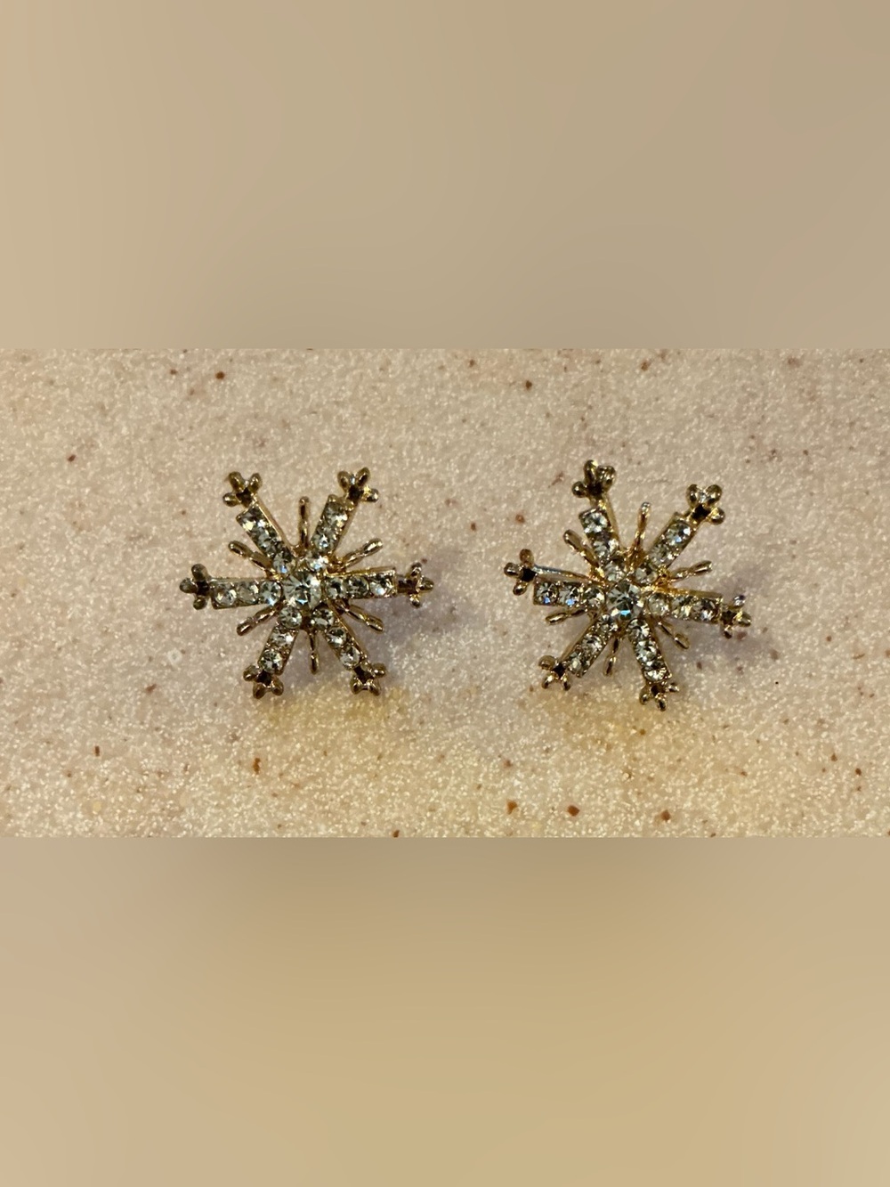 Gold Crystal Snowflake Stud Earrings - Women Jewelry